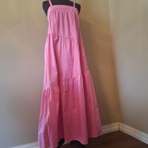 NWT Donna Morgan Pink Square Neck Tiered Maxi Dress For Summer Sz S